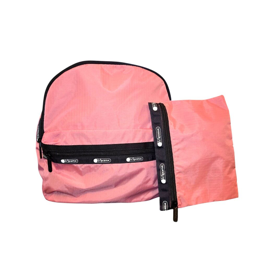 LeSportSac Mini Route Backpack Pink &‎ Black Ripstop 11"X10"X4" & Cosmetic Pouch
